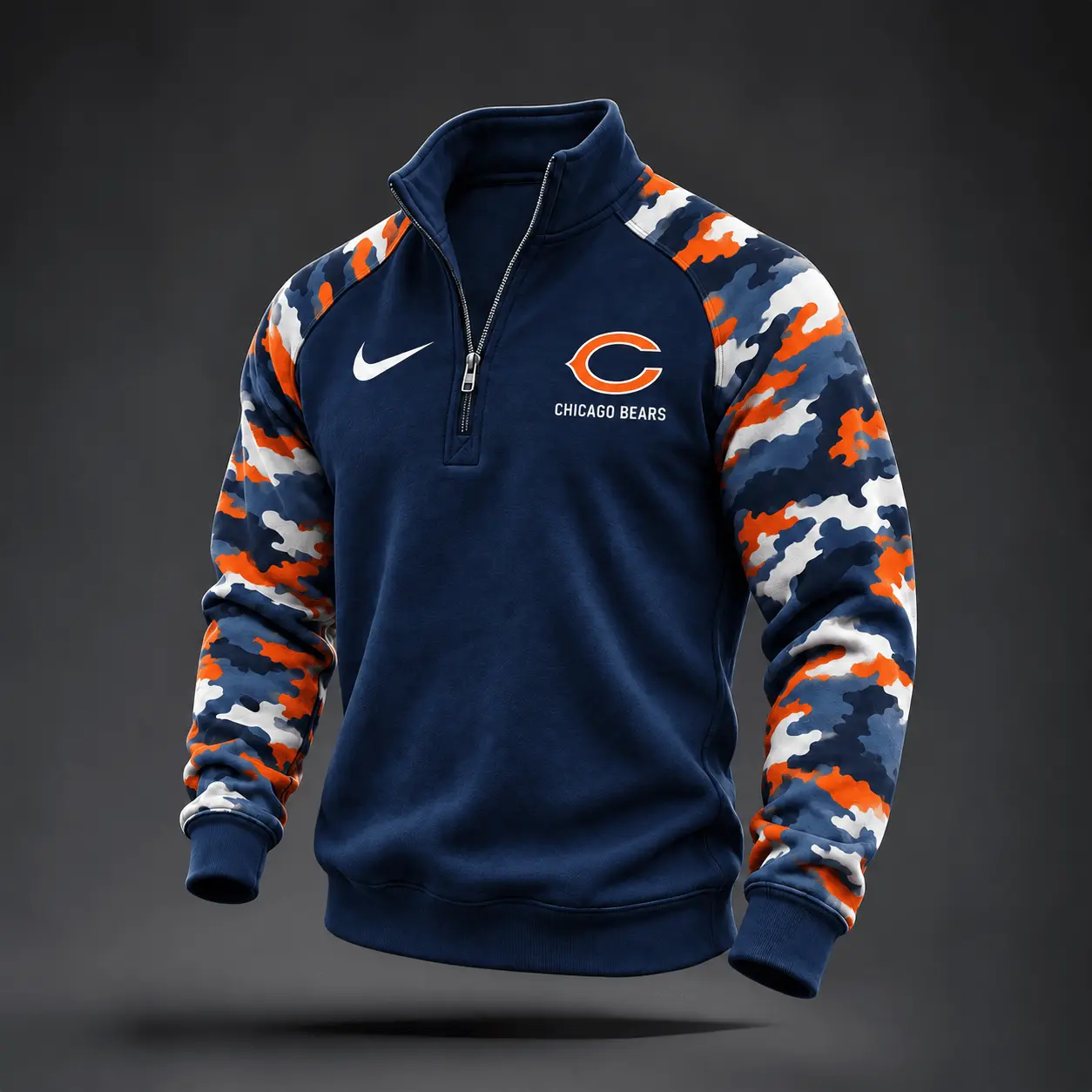 Chicago Bears | Premium NFL Camo Sleeve Quarter-Zip Sweatshirt TD