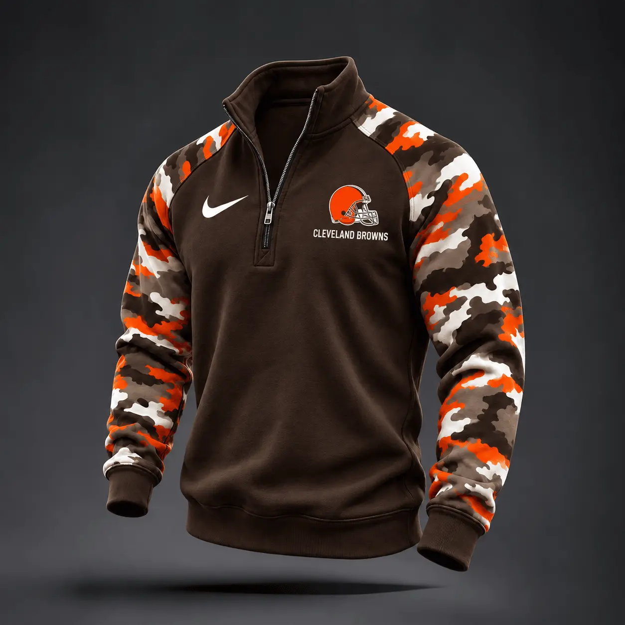 Cleveland Browns | Premium NFL Camo Sleeve Quarter-Zip Sweatshirt TD