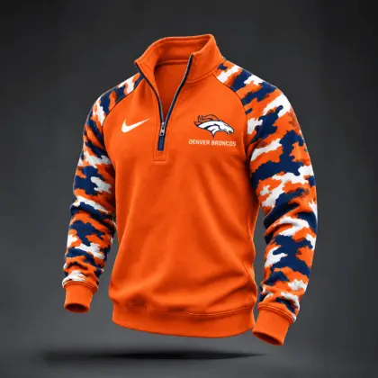 Denver Broncos | Premium NFL Camo Sleeve Quarter-Zip Sweatshirt TD