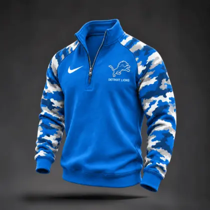 Detroit Lions | Premium NFL Camo Sleeve Quarter-Zip Sweatshirt TD