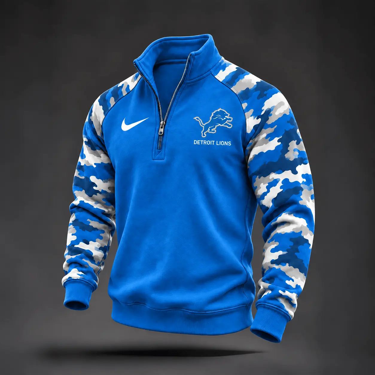 Detroit Lions | Premium NFL Camo Sleeve Quarter-Zip Sweatshirt TD