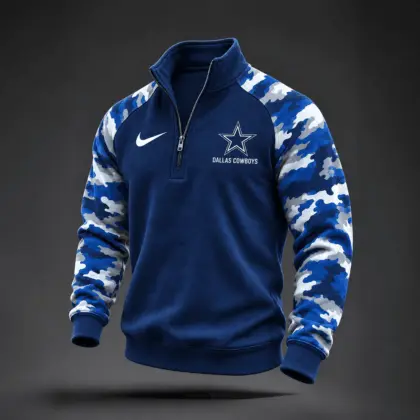 Dallas Cowboys | Premium NFL Camo Sleeve Quarter-Zip Sweatshirt TD