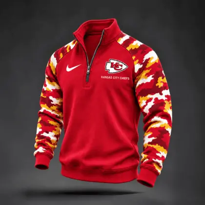 Kansas City Chiefs | Premium NFL Camo Sleeve Quarter-Zip Sweatshirt TD