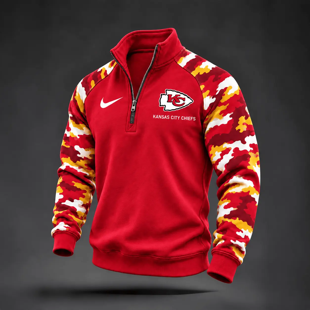 Kansas City Chiefs | Premium NFL Camo Sleeve Quarter-Zip Sweatshirt TD