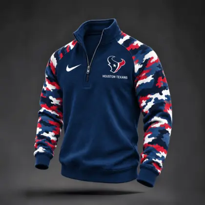 Houston Texans | Premium NFL Camo Sleeve Quarter-Zip Sweatshirt TD