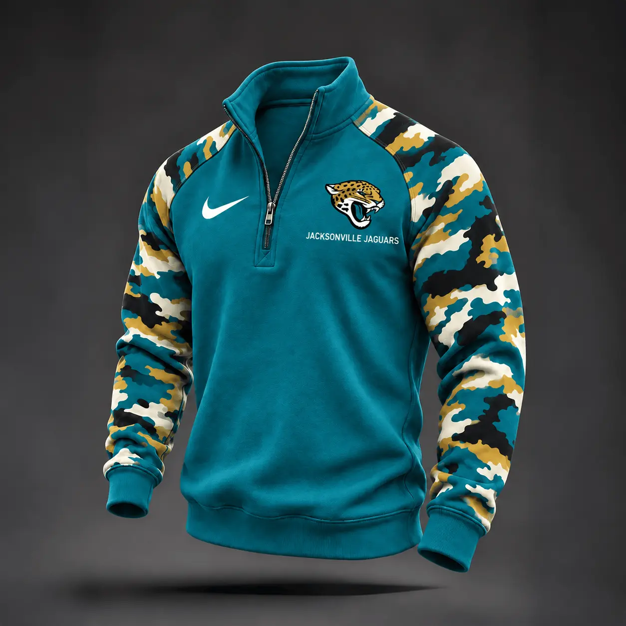 Jacksonville Jaguars | Premium NFL Camo Sleeve Quarter-Zip Sweatshirt TD
