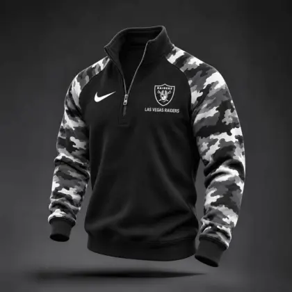 Las Vegas Raiders | Premium NFL Camo Sleeve Quarter-Zip Sweatshirt TD