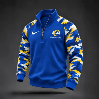 Los Angeles Rams | Premium NFL Camo Sleeve Quarter-Zip Sweatshirt TD