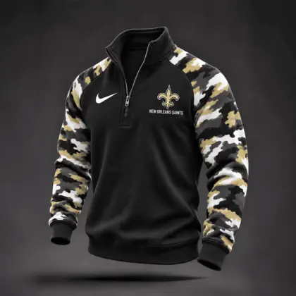 New Orleans Saints | Premium NFL Camo Sleeve Quarter-Zip Sweatshirt TD