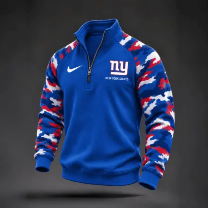 New York Giants | Premium NFL Camo Sleeve Quarter-Zip Sweatshirt TD
