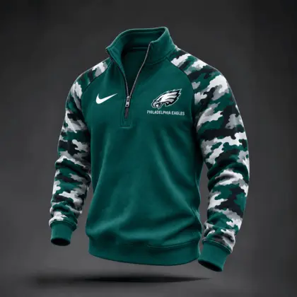 Philadelphia Eagles | Premium NFL Camo Sleeve Quarter-Zip Sweatshirt TD