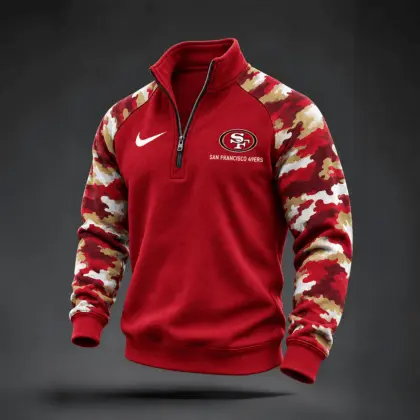 San Francisco 49ers | Premium NFL Camo Sleeve Quarter-Zip Sweatshirt TD