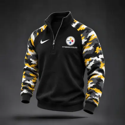 Pittsburgh Steelers | Premium NFL Camo Sleeve Quarter-Zip Sweatshirt TD