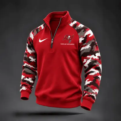 Tampa Bay Buccaneers | Premium NFL Camo Sleeve Quarter-Zip Sweatshirt TD