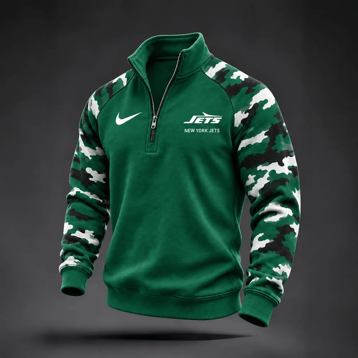 New York Jets | Premium NFL Camo Sleeve Quarter-Zip Sweatshirt TD