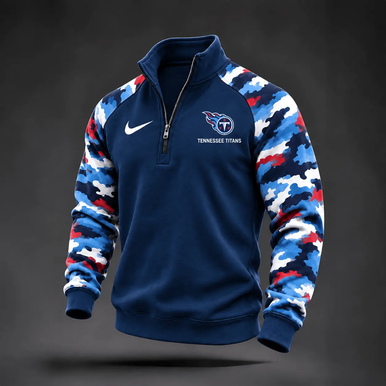 Tennessee Titans | Premium NFL Camo Sleeve Quarter-Zip Sweatshirt TD