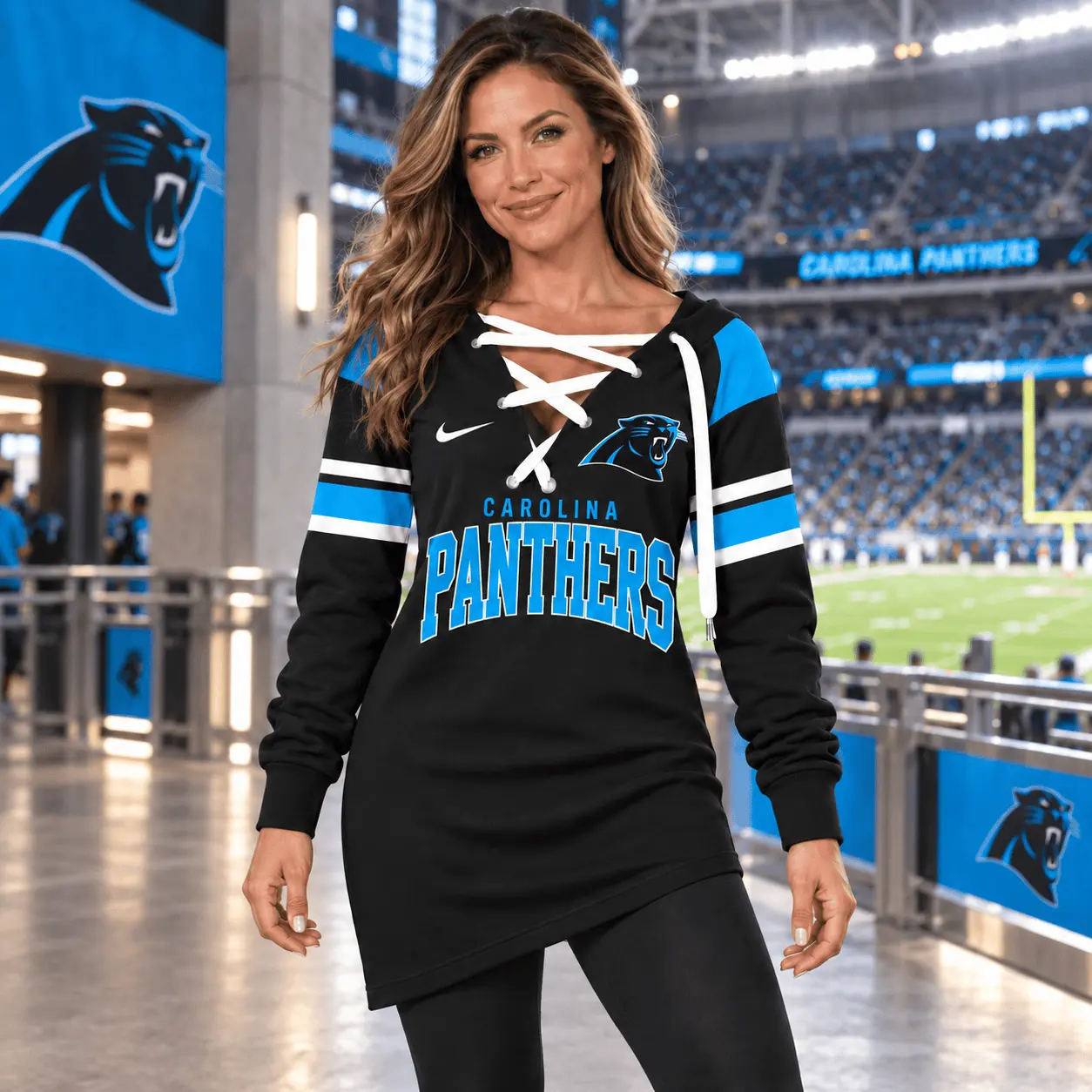 Carolina Panthers | Premium NFL Game Day Spirit Lace-Up Sweatshirt TD - Image 2