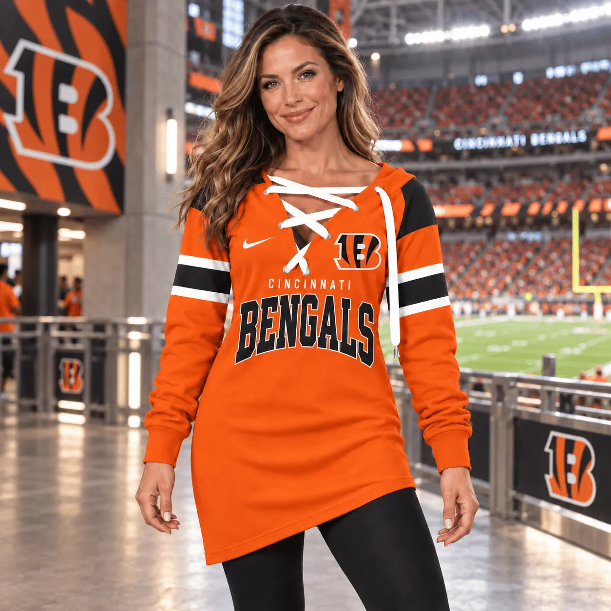 Cincinnati Bengals | Premium NFL Game Day Spirit Lace-Up Sweatshirt TD - Image 2