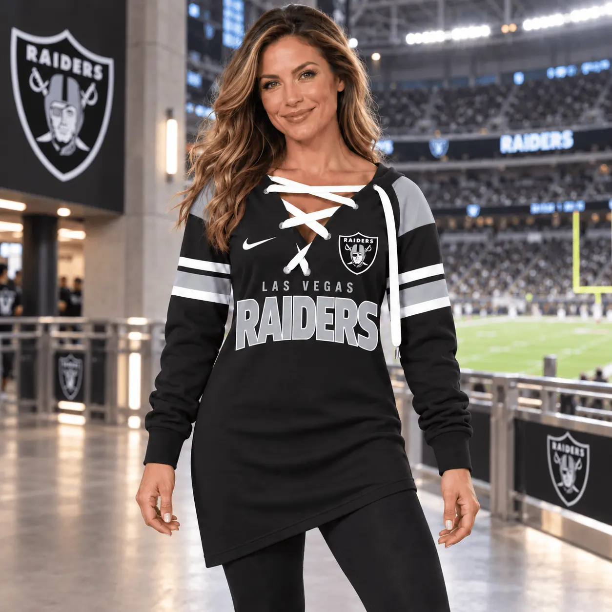Las Vegas Raiders | Premium NFL Game Day Spirit Lace-Up Sweatshirt TD - Image 2