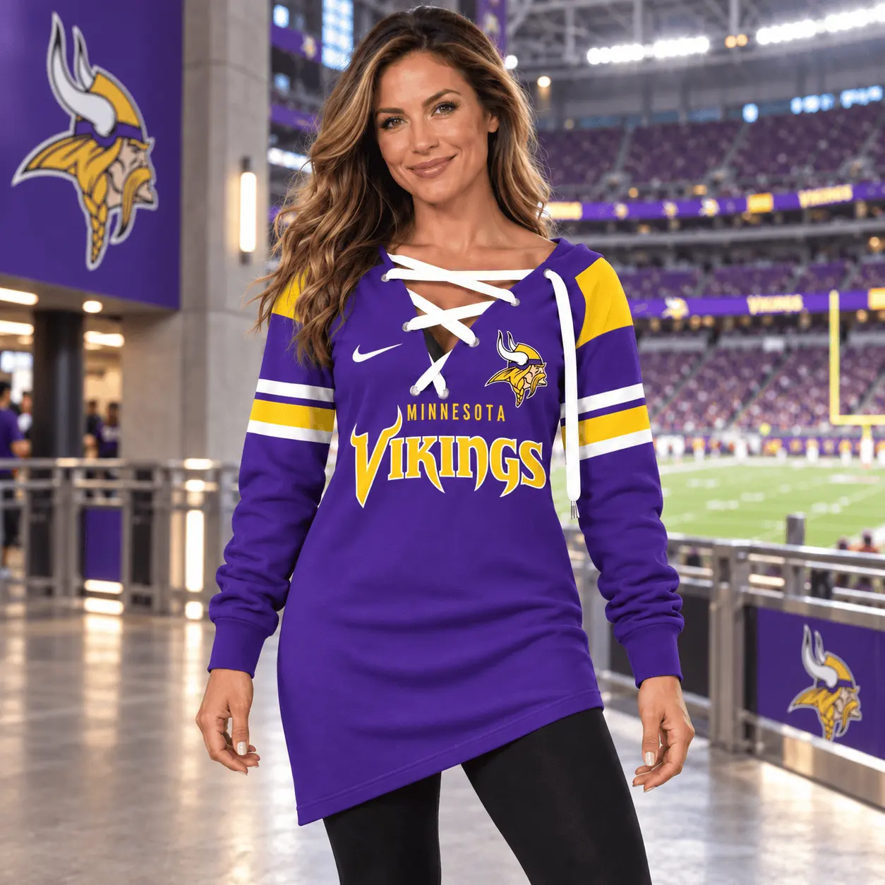 Minnesota Vikings | Premium NFL Game Day Spirit Lace-Up Sweatshirt TD - Image 2