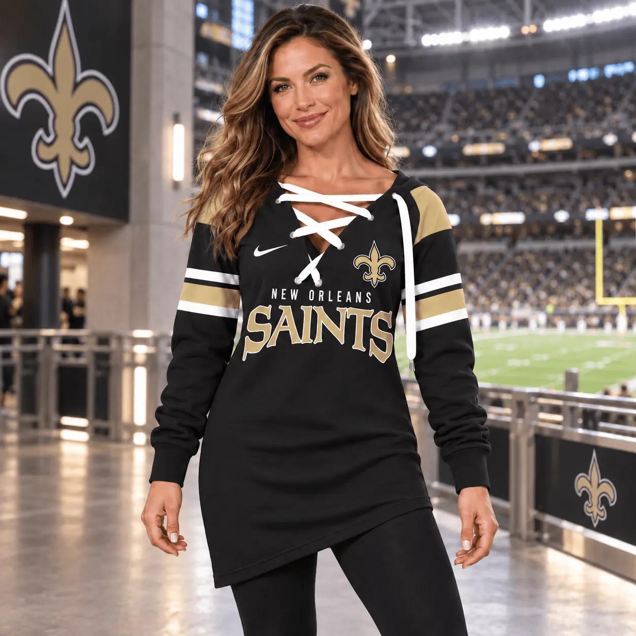 New Orleans Saints | Premium NFL Game Day Spirit Lace-Up Sweatshirt TD - Image 2