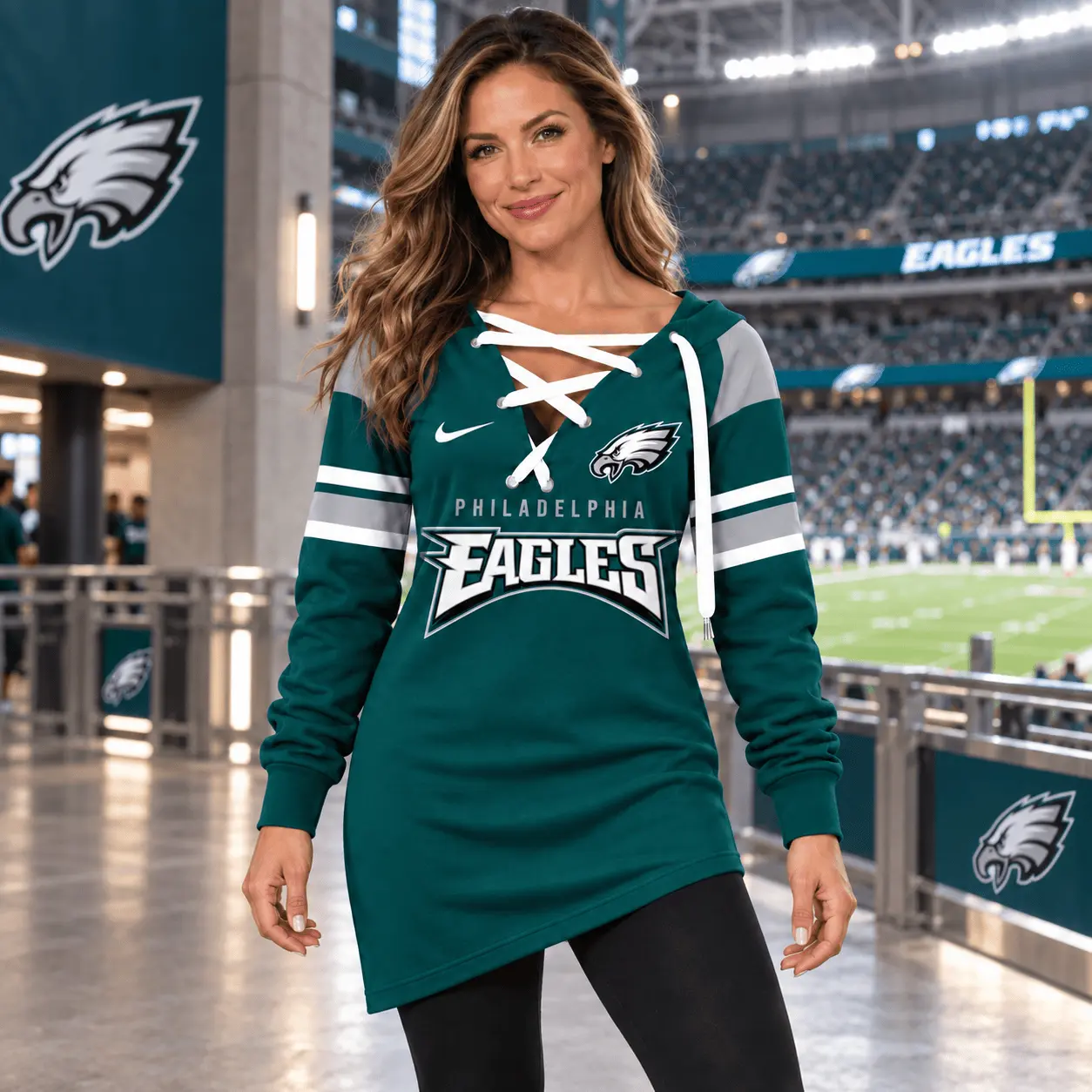 Philadelphia Eagles | Premium NFL Game Day Spirit Lace-Up Sweatshirt TD - Image 2