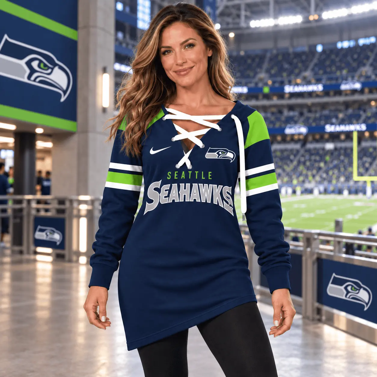 Seattle Seahawks | Premium NFL Game Day Spirit Lace-Up Sweatshirt TD - Image 2