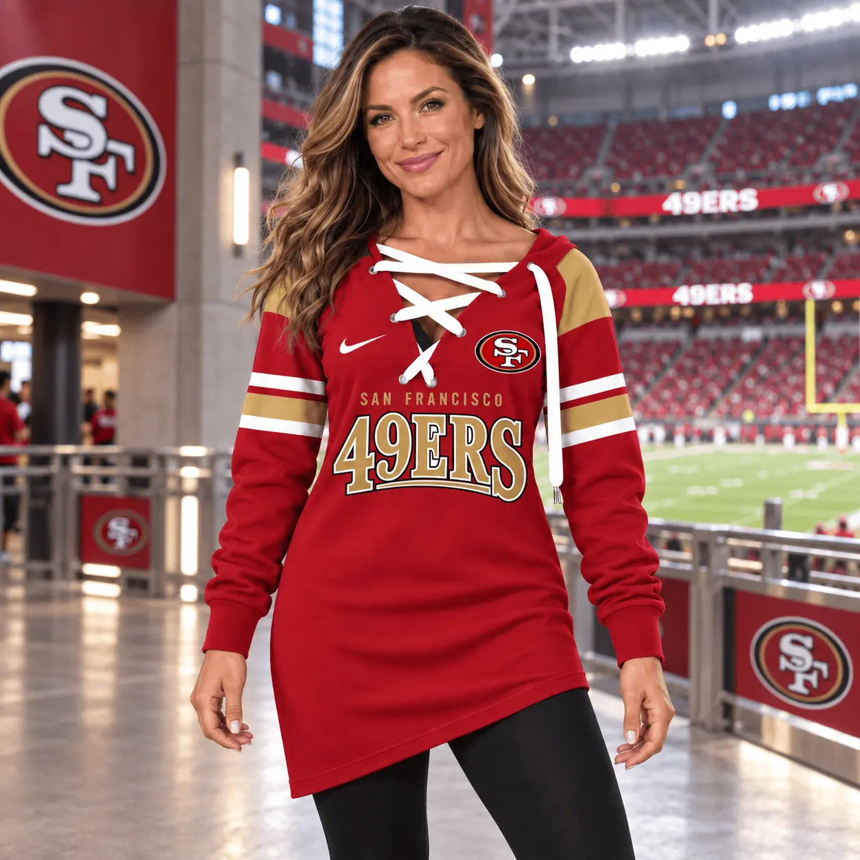 San Francisco 49ers | Premium NFL Game Day Spirit Lace-Up Sweatshirt TD - Image 2