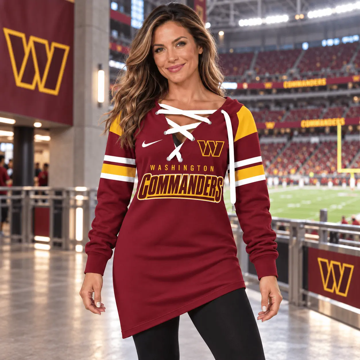 Washington Commanders | Premium NFL Game Day Spirit Lace-Up Sweatshirt TD - Image 2