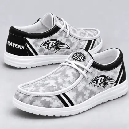 Baltimore Ravens | Premium NFL Team Logo Digital Camo Loafer Shoes NY