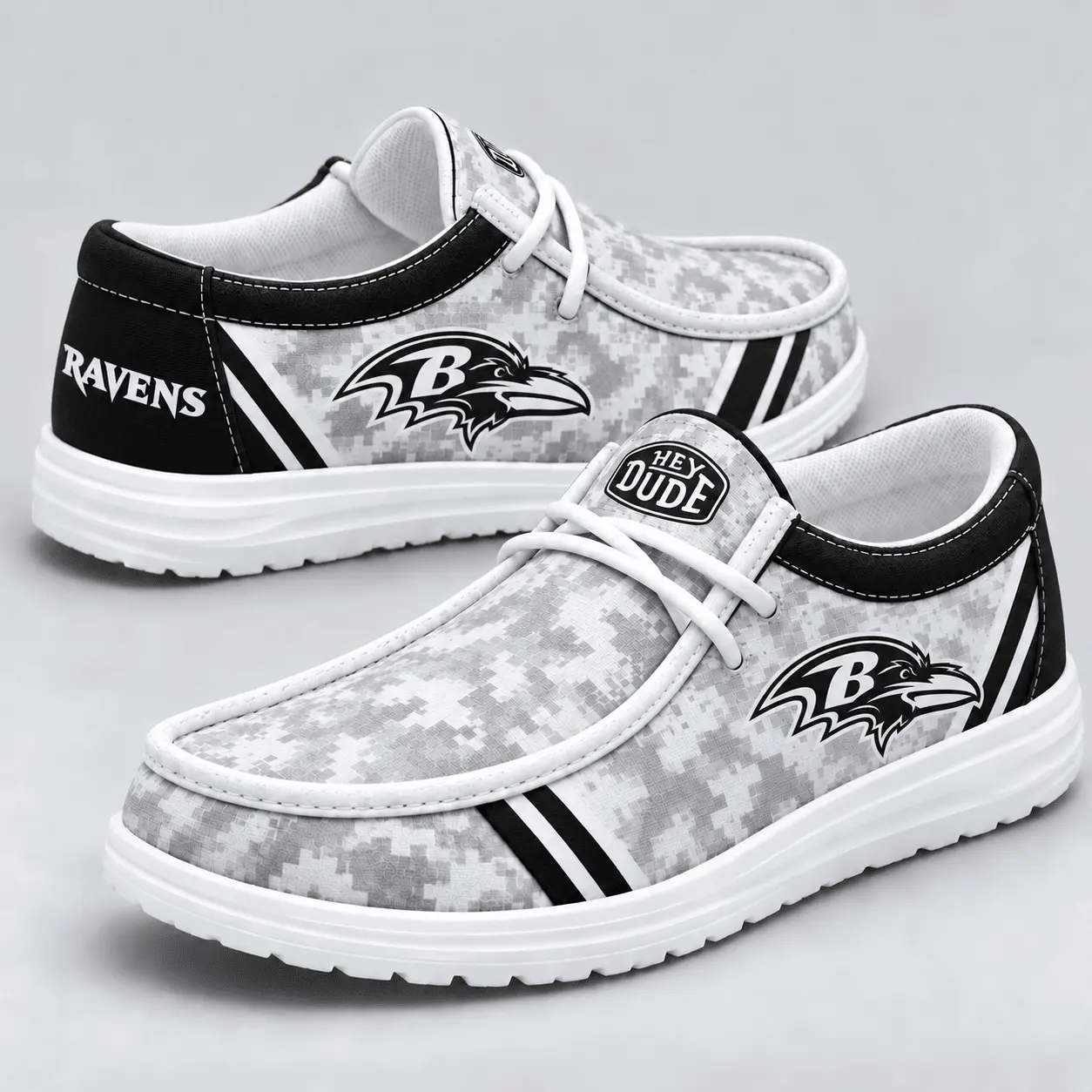 Baltimore Ravens | Premium NFL Team Logo Digital Camo Loafer Shoes NY