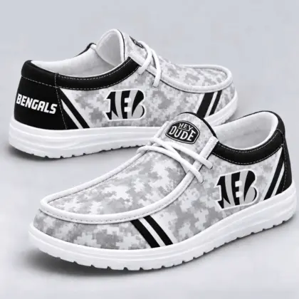 Cincinnati Bengals | Premium NFL Team Logo Digital Camo Loafer Shoes NY