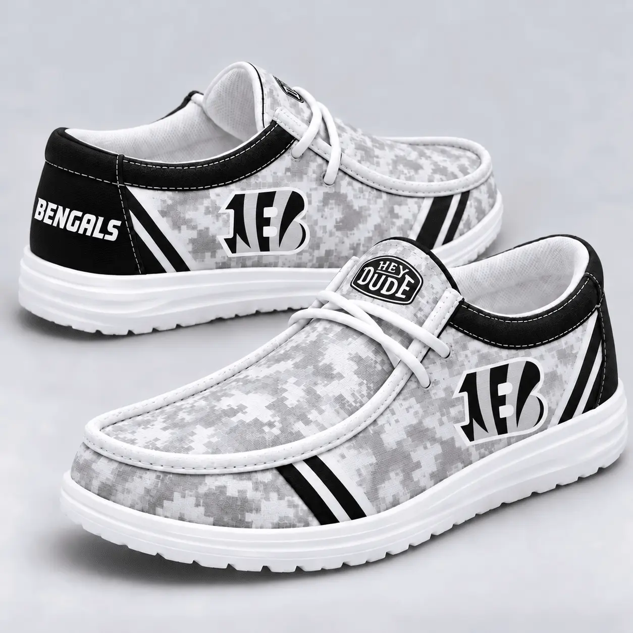 Cincinnati Bengals | Premium NFL Team Logo Digital Camo Loafer Shoes NY