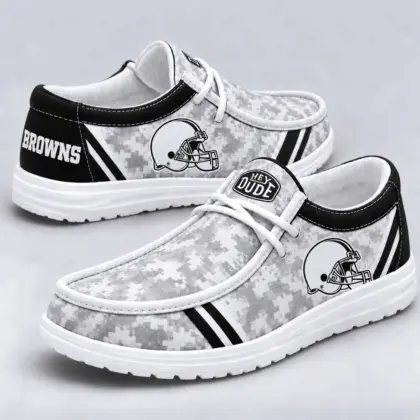 Cleveland Browns | Premium NFL Team Logo Digital Camo Loafer Shoes NY