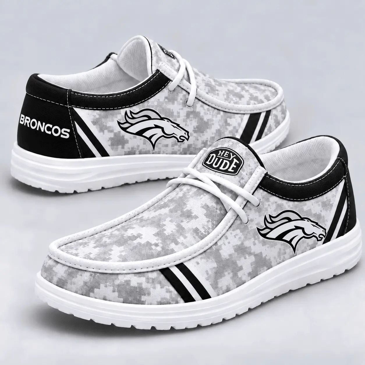 Denver Broncos | Premium NFL Team Logo Digital Camo Loafer Shoes NY