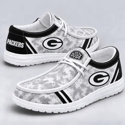 Green Bay Packers | Premium NFL Team Logo Digital Camo Loafer Shoes NY