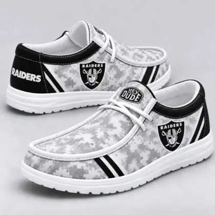 Las Vegas Raiders | Premium NFL Team Logo Digital Camo Loafer Shoes NY