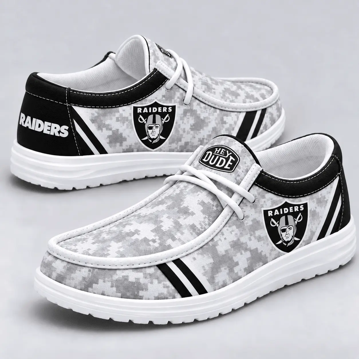 Las Vegas Raiders | Premium NFL Team Logo Digital Camo Loafer Shoes NY