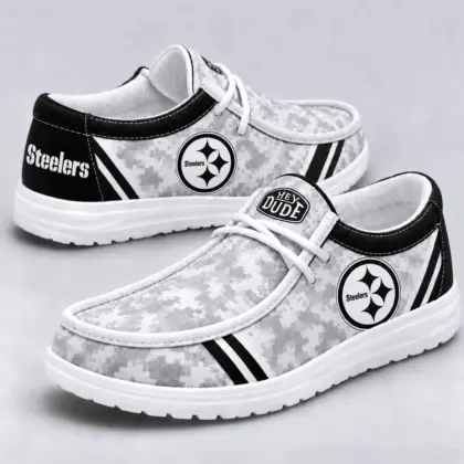 Pittsburgh Steelers | Premium NFL Team Logo Digital Camo Loafer Shoes NY