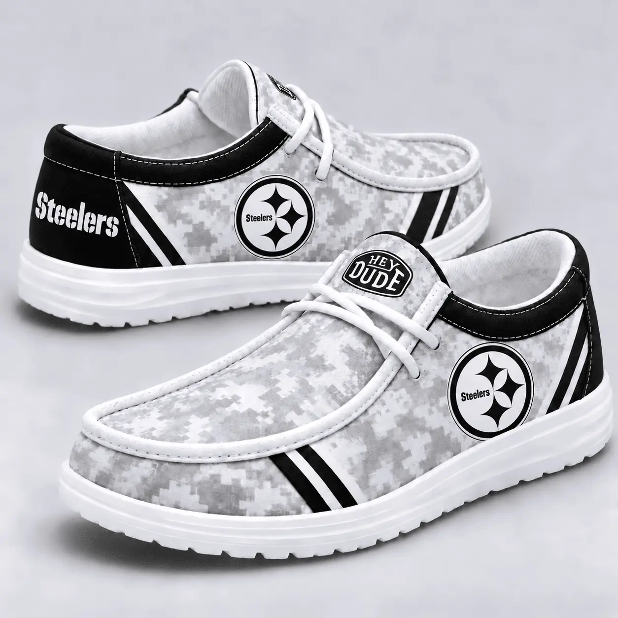 Pittsburgh Steelers | Premium NFL Team Logo Digital Camo Loafer Shoes NY