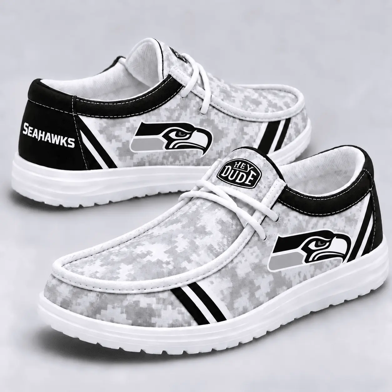 Seattle Seahawks | Premium NFL Team Logo Digital Camo Loafer Shoes NY