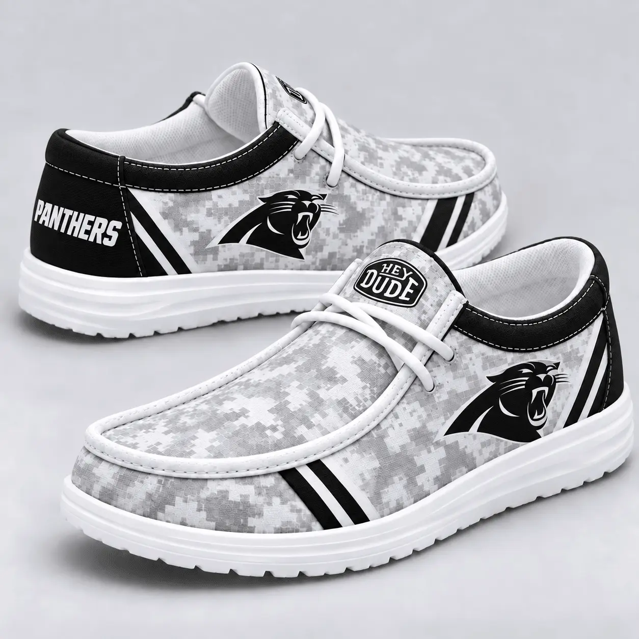 Carolina Panthers | Premium NFL Team Logo Digital Camo Loafer Shoes NY