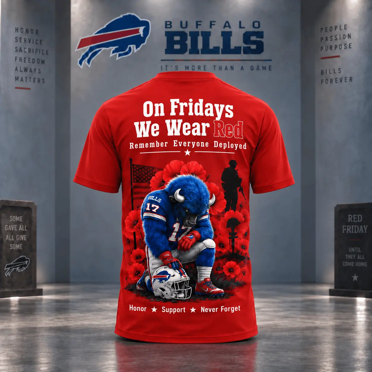 Buffalo Bills | Premium NFL Red Friday 3D Shirt NY - Image 3