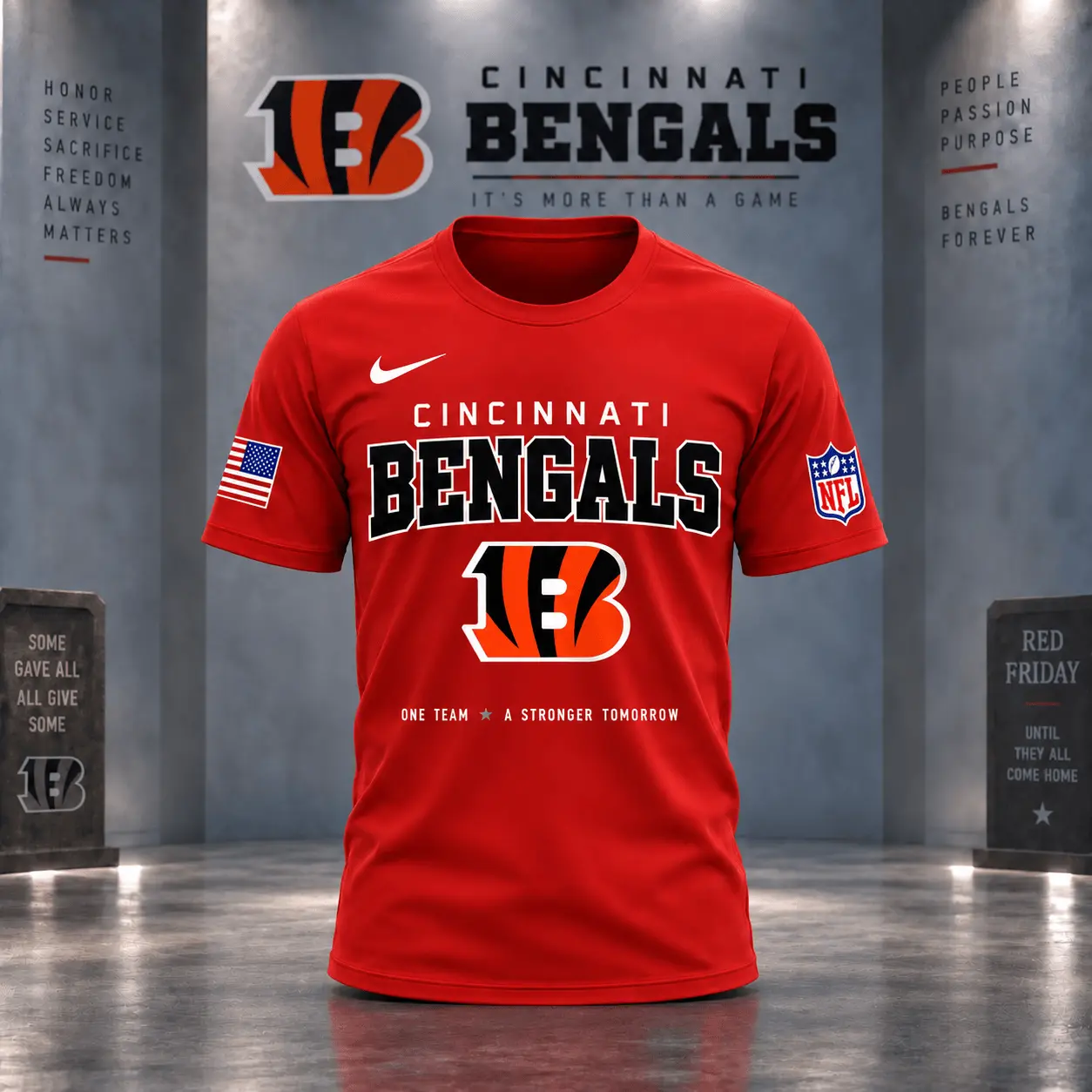 Cincinnati Bengals | Premium NFL Red Friday 3D Shirt NY - Image 2