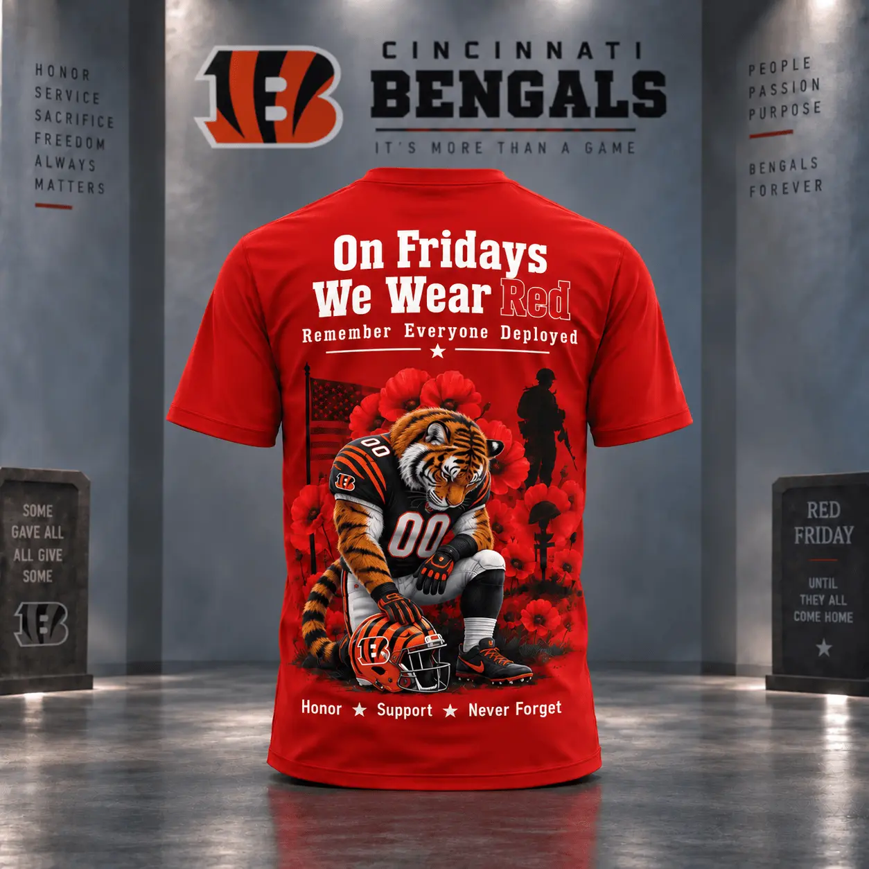 Cincinnati Bengals | Premium NFL Red Friday 3D Shirt NY - Image 3