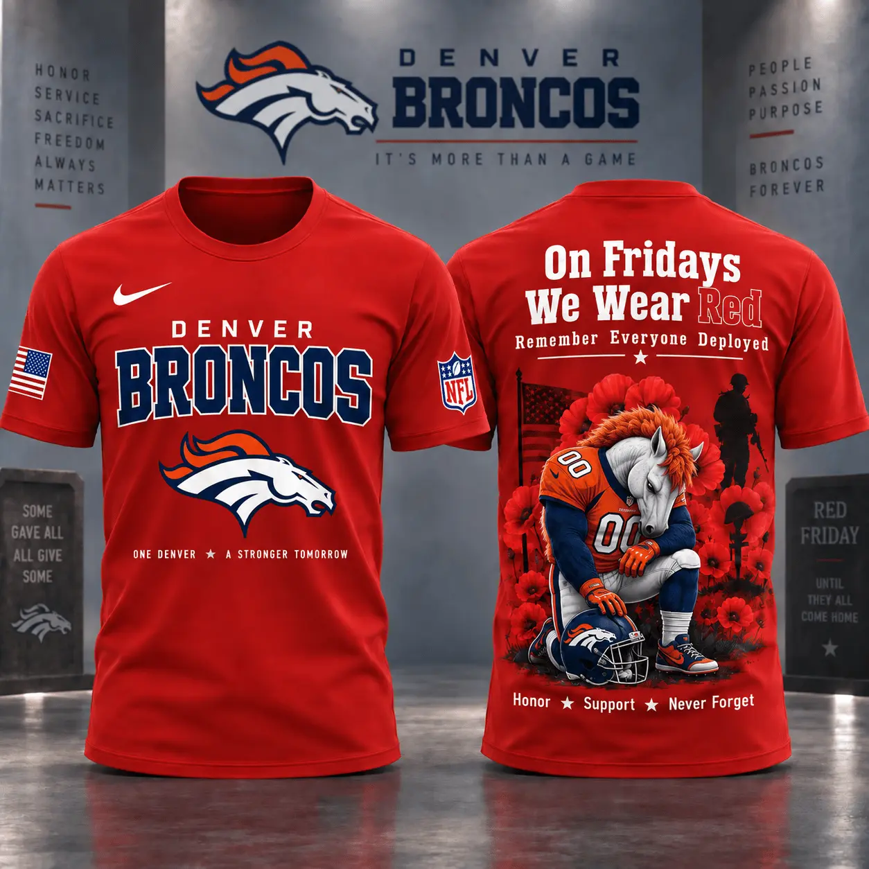 Denver Broncos | Premium NFL Red Friday 3D Shirt NY