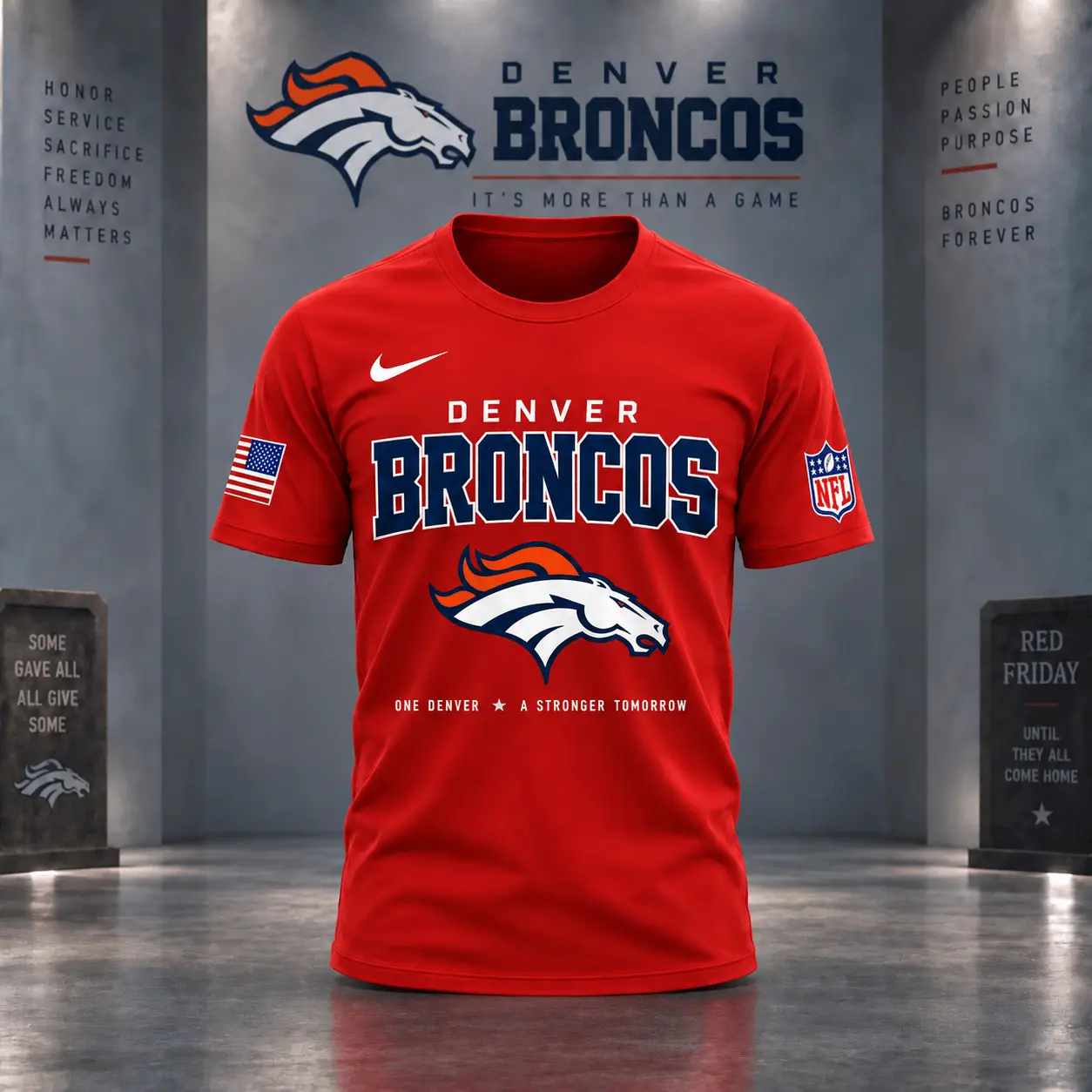 Denver Broncos | Premium NFL Red Friday 3D Shirt NY - Image 2