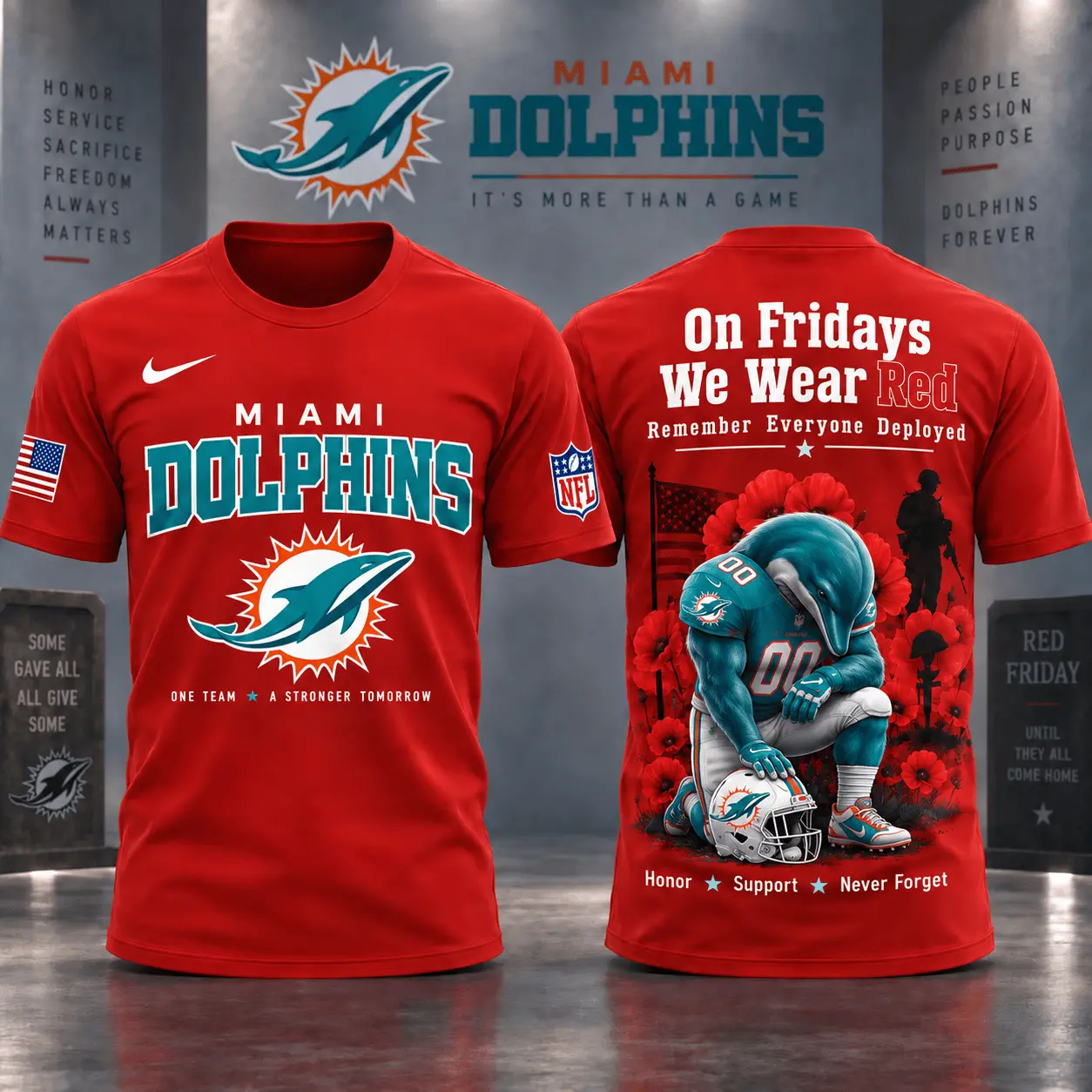 Miami Dolphins | Premium NFL Red Friday 3D Shirt NY
