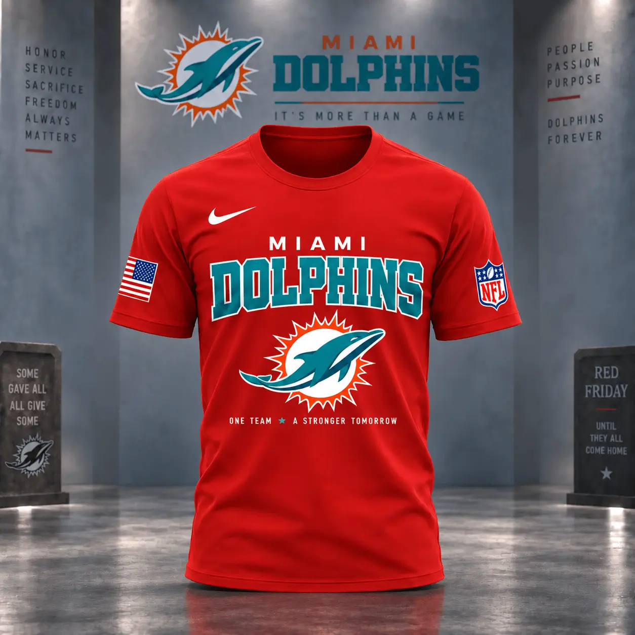 Miami Dolphins | Premium NFL Red Friday 3D Shirt NY - Image 2