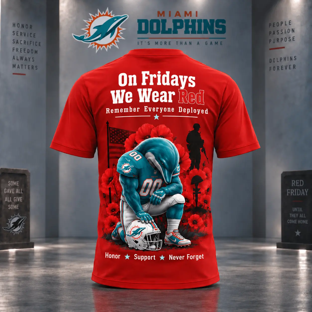 Miami Dolphins | Premium NFL Red Friday 3D Shirt NY - Image 3